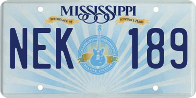 MS license plate NEK189