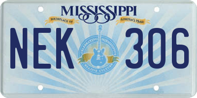 MS license plate NEK306