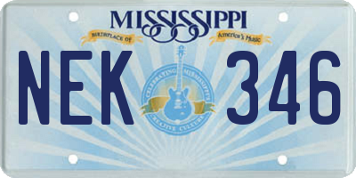 MS license plate NEK346
