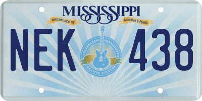 MS license plate NEK438