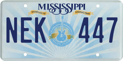 MS license plate NEK447