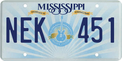 MS license plate NEK451