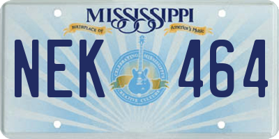 MS license plate NEK464