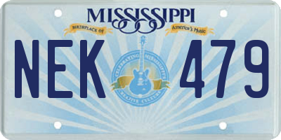 MS license plate NEK479