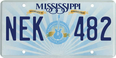 MS license plate NEK482