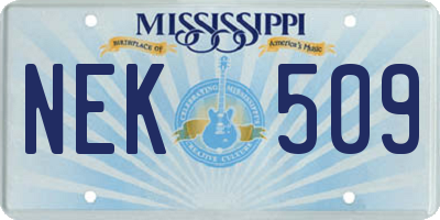 MS license plate NEK509