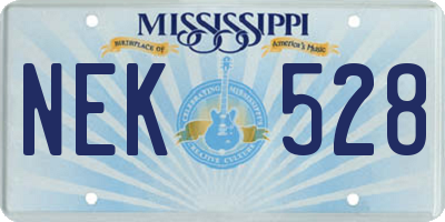 MS license plate NEK528