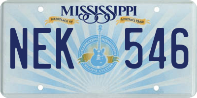 MS license plate NEK546