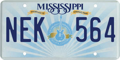 MS license plate NEK564