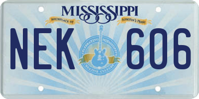 MS license plate NEK606
