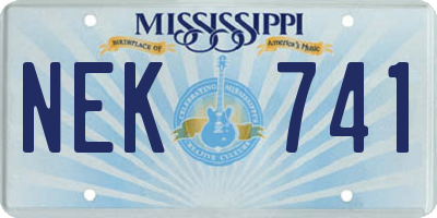 MS license plate NEK741
