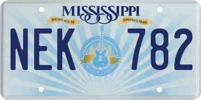 MS license plate NEK782