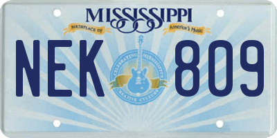 MS license plate NEK809