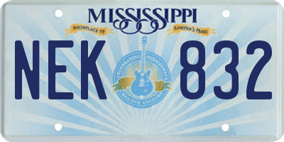 MS license plate NEK832