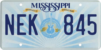 MS license plate NEK845