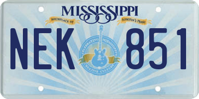 MS license plate NEK851