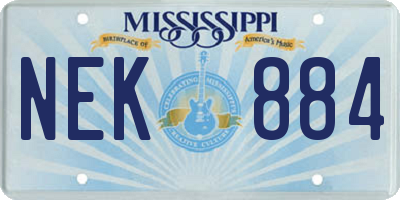MS license plate NEK884