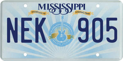 MS license plate NEK905