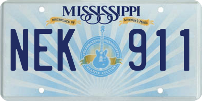 MS license plate NEK911