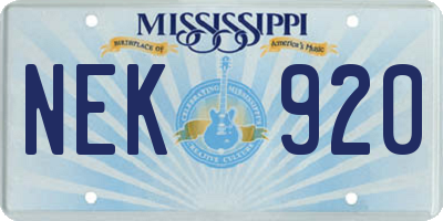 MS license plate NEK920