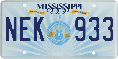 MS license plate NEK933