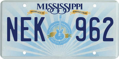 MS license plate NEK962