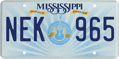 MS license plate NEK965