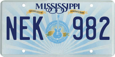MS license plate NEK982
