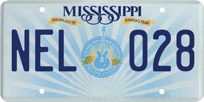 MS license plate NEL028