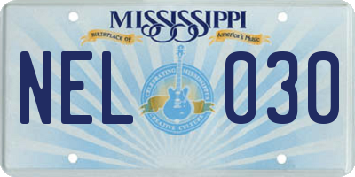 MS license plate NEL030