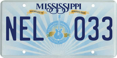 MS license plate NEL033