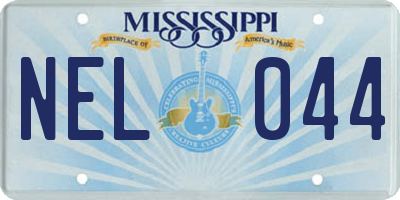MS license plate NEL044