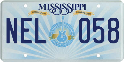 MS license plate NEL058