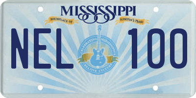 MS license plate NEL100