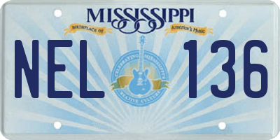 MS license plate NEL136