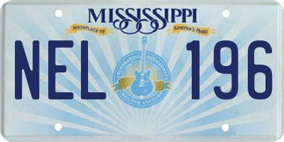 MS license plate NEL196