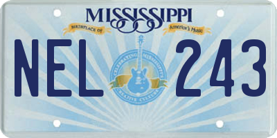 MS license plate NEL243