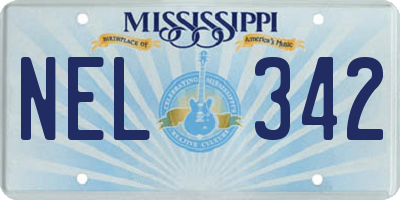 MS license plate NEL342
