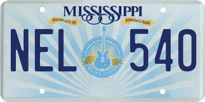 MS license plate NEL540