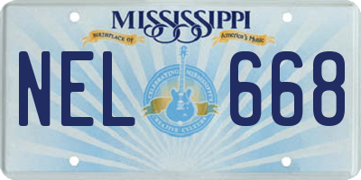 MS license plate NEL668