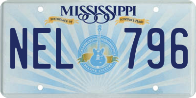MS license plate NEL796