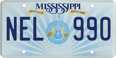 MS license plate NEL990