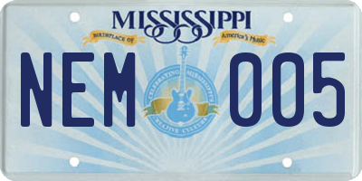 MS license plate NEM005