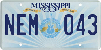 MS license plate NEM043