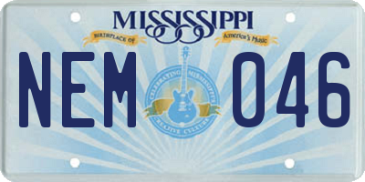 MS license plate NEM046