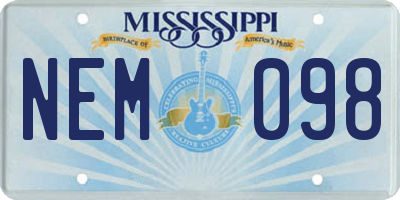 MS license plate NEM098