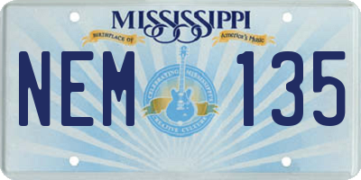 MS license plate NEM135