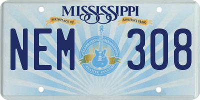 MS license plate NEM308