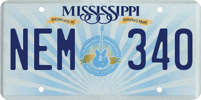 MS license plate NEM340