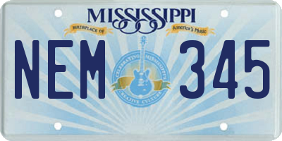 MS license plate NEM345